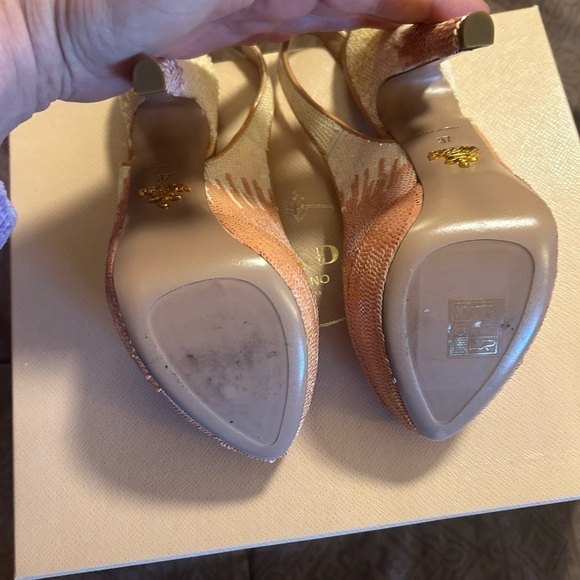 Prada Milano sequence palillette open toe sling back platform high heel - Picture 14 of 15